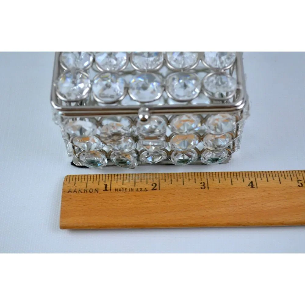 Clear Prism Rhinestone Jewelry Box  with Mirror Bottom‎ 3.5